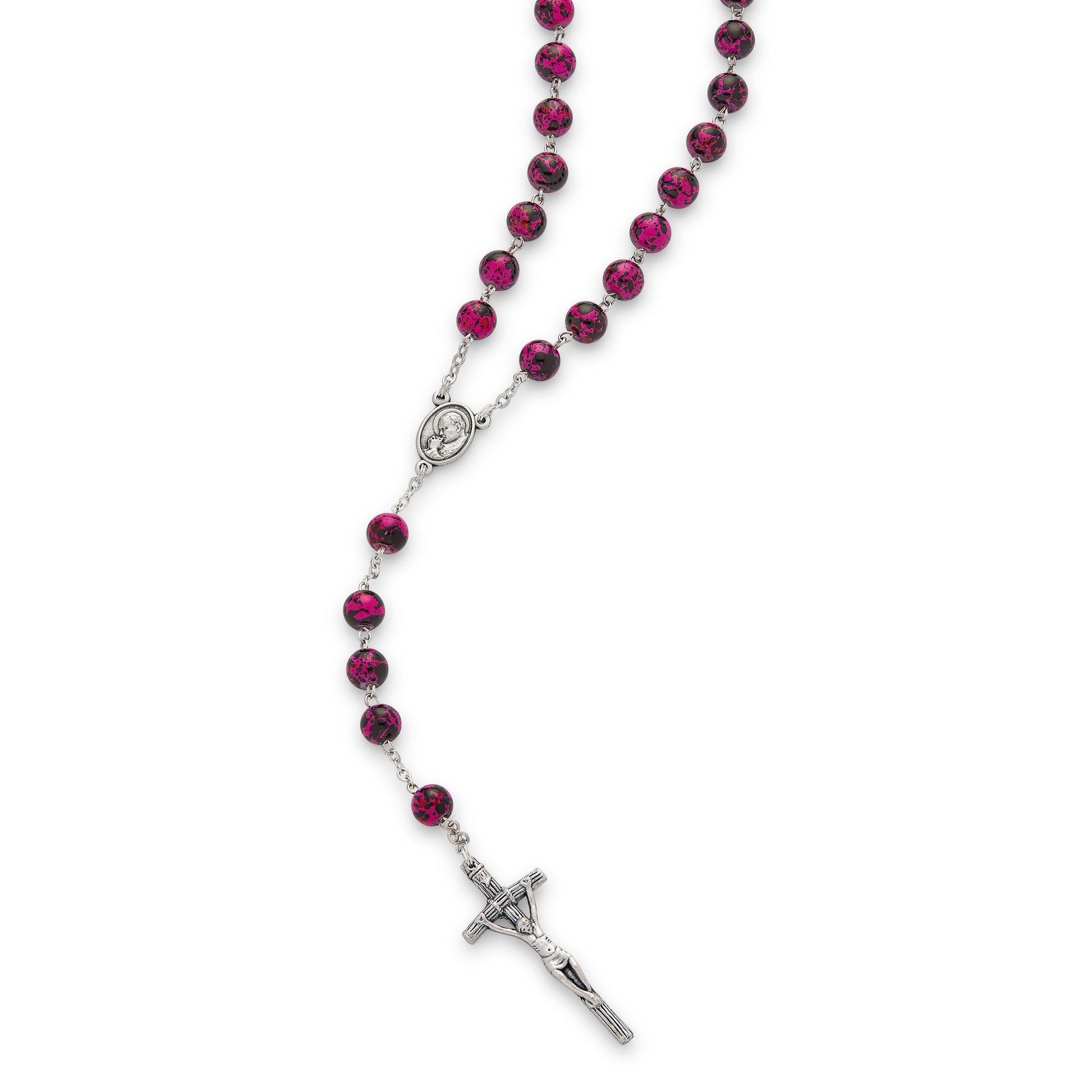 MONDO CATTOLICO ROMA Prayer Beads John Paul II Variegated Glass Rosary Beads