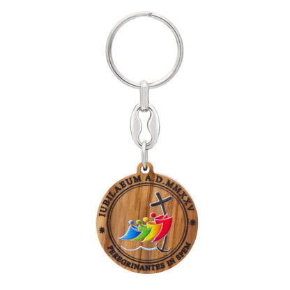 MONDO CATTOLICO ROMA Keychains Jubilee 2025 Logo Engraved Wooden Keychain