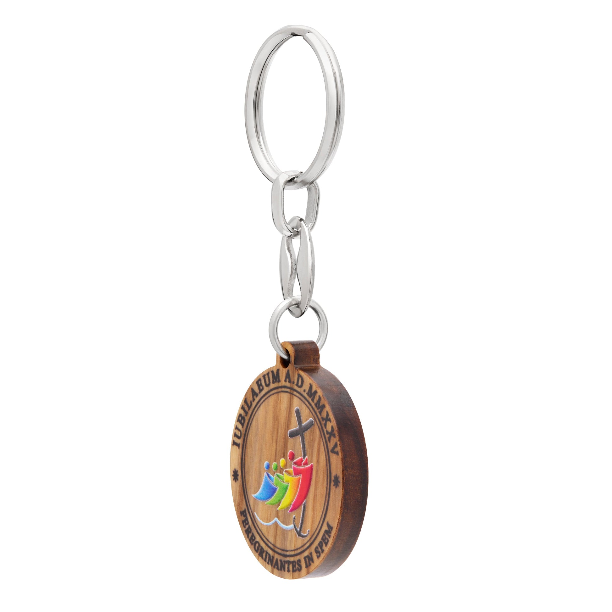 MONDO CATTOLICO ROMA Keychains Jubilee 2025 Logo Engraved Wooden Keychain