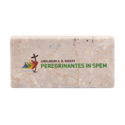 Mondo Cattolico Magnet 5x10 cm (1.97x3.94 in) Jubilee 2025 Logo Rectangular Marble Dust Magnet with "Peregrinantes in Spem" Motto