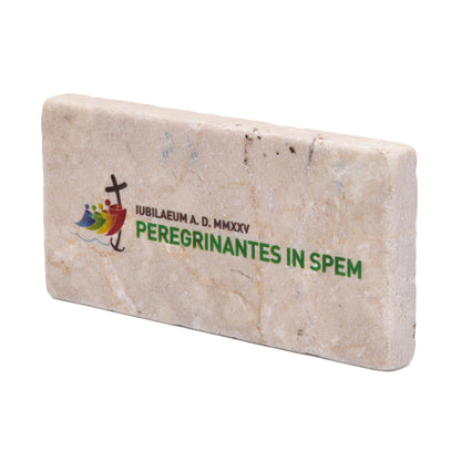 Mondo Cattolico Magnet 5x10 cm (1.97x3.94 in) Jubilee 2025 Logo Rectangular Marble Dust Magnet with "Peregrinantes in Spem" Motto