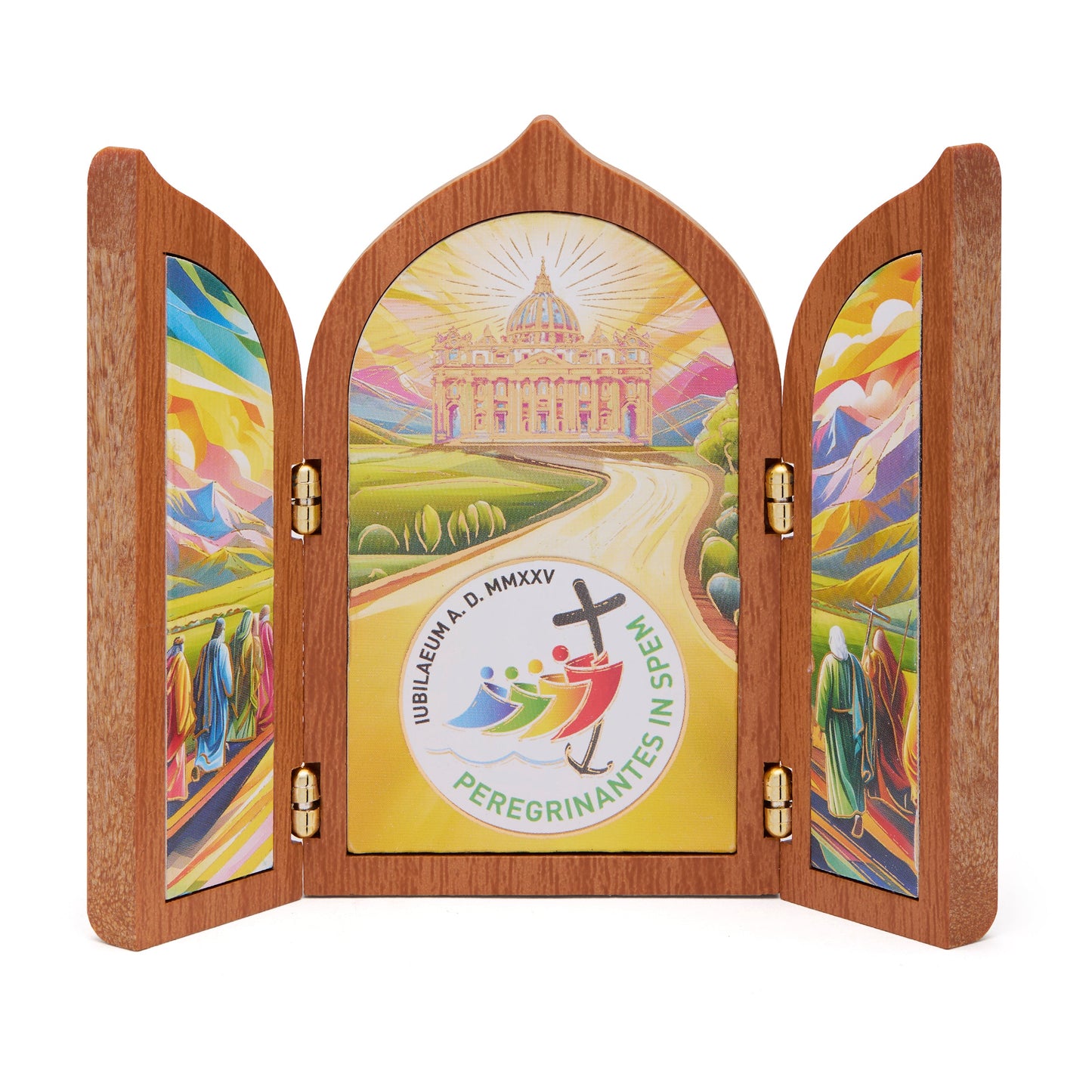 MONDO CATTOLICO ROMA 10x12 cm (3.94x4.72 in) Jubilee 2025 Wooden Triptych