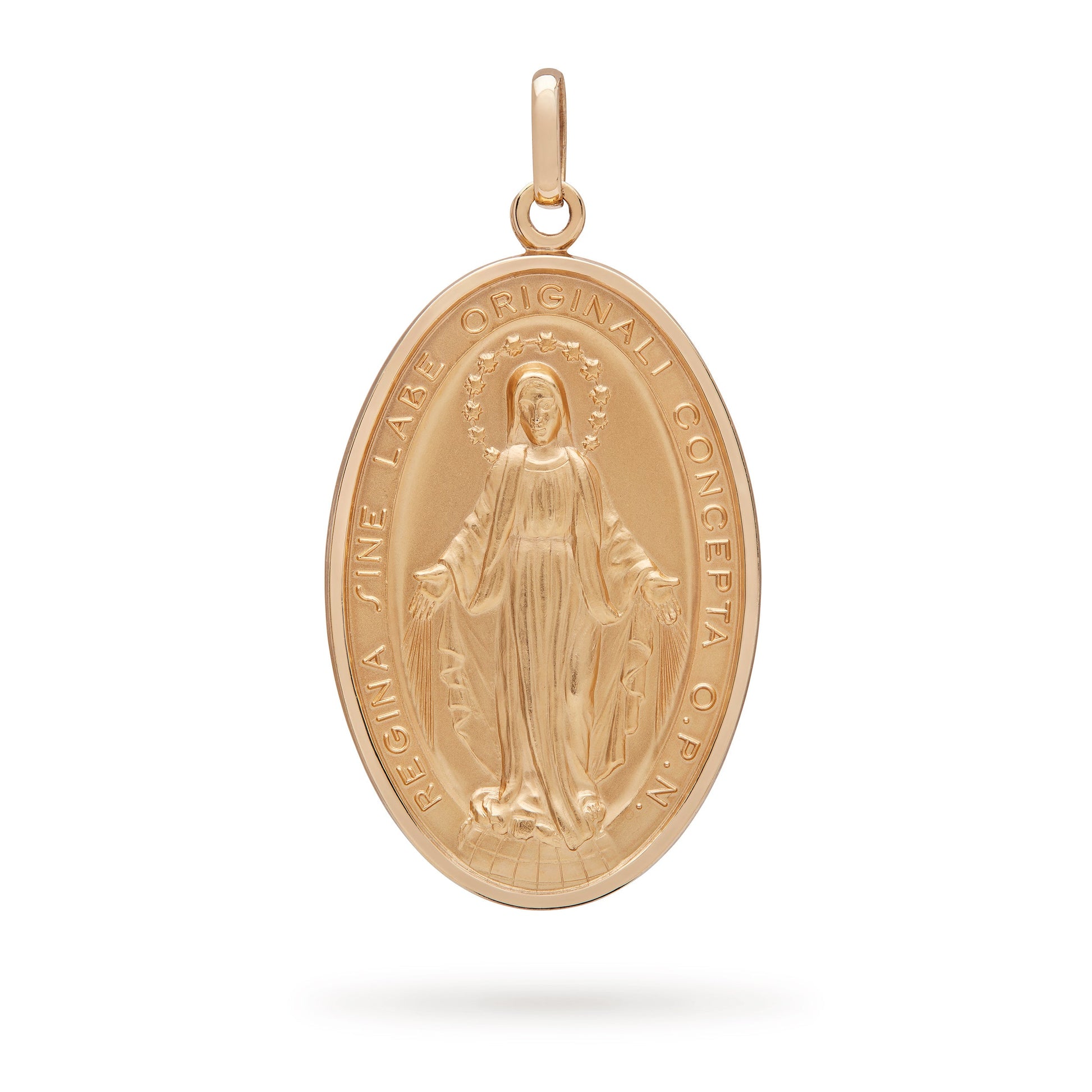 Mondo Cattolico Medal 30x45 mm (1.18x1.77 in) Large Yellow Gold Oval Miraculous Medal