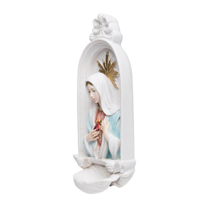 MONDO CATTOLICO ROMA Holy Water Font 23 cm (9.06 in) / 10 cm (3.94 in) Marble Dust Holy Water Font of Our Lady of Tears