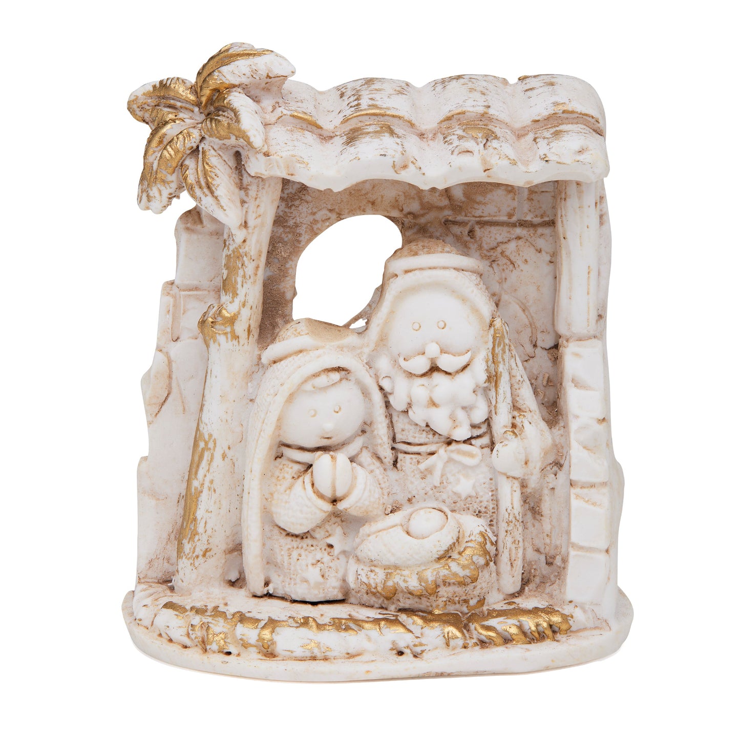 Mondo Cattolico Nativity 7 cm (2.76 in) Marble Dust Nativity Scene with a Palm