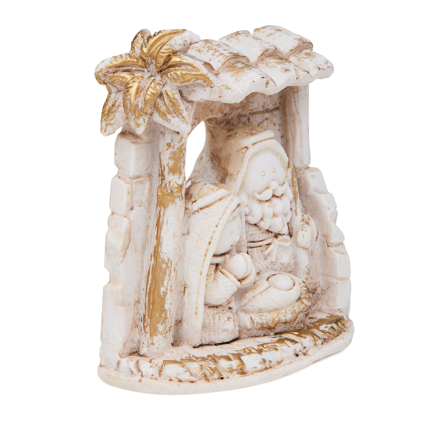 Mondo Cattolico Nativity 7 cm (2.76 in) Marble Dust Nativity Scene with a Palm