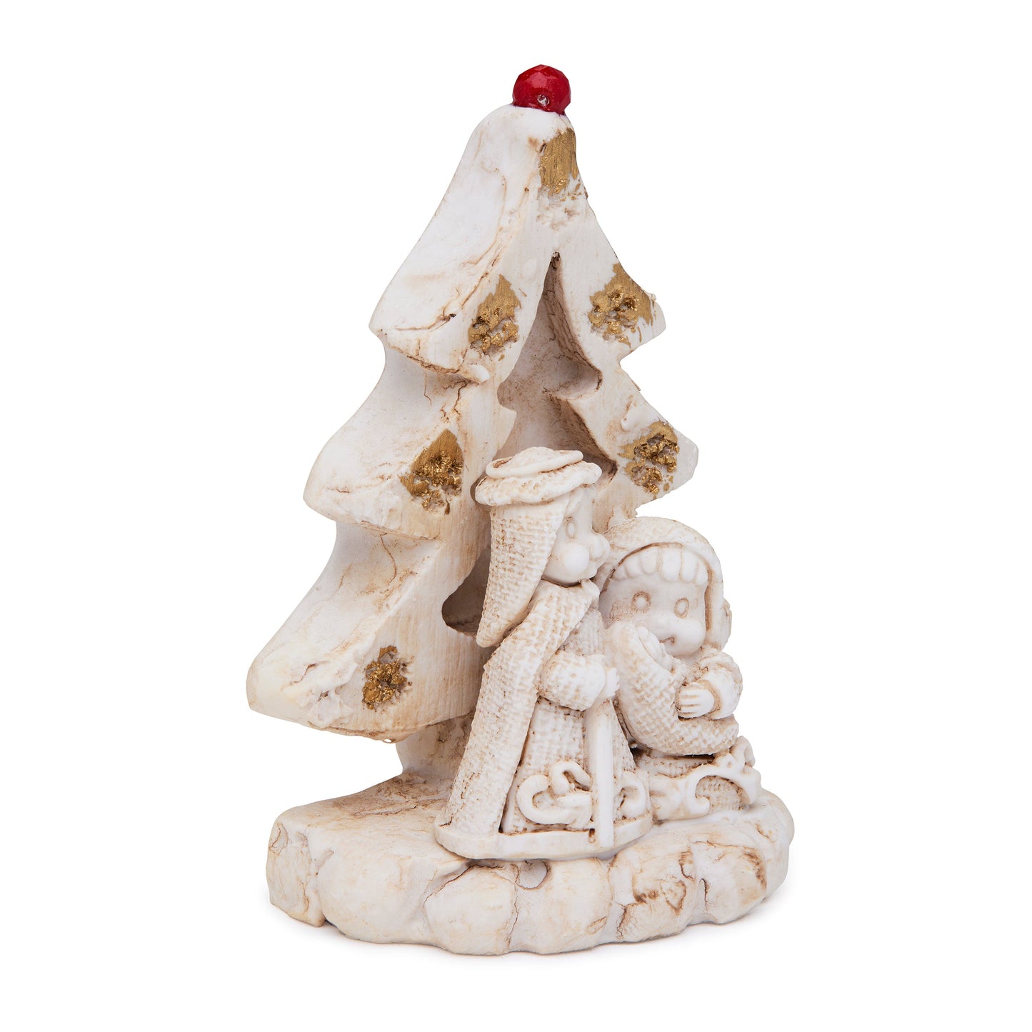 MONDO CATTOLICO ROMA Nativity 8 cm (3.15 in) Marble Dust Nativity Scene with Christmas Tree