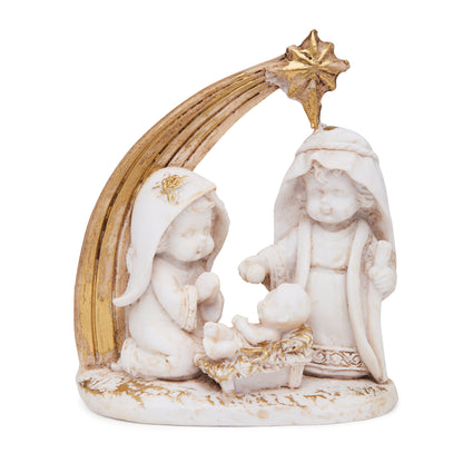 MONDO CATTOLICO ROMA Nativity 10 cm (3.94 in) Marble Dust Nativity Scene with Comet Star