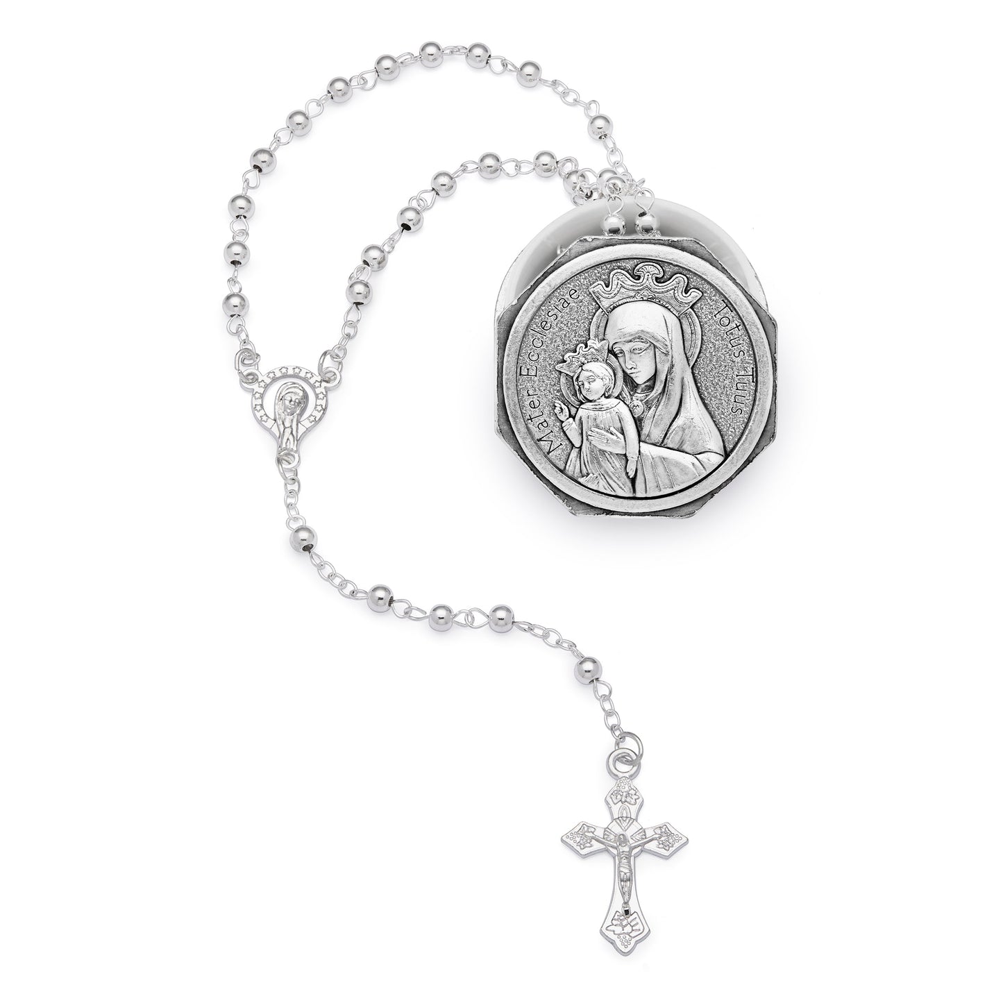 MONDO CATTOLICO ROMA Rosary Box 4 cm (1.57 in) / 4 mm (0.16 in) / 40 cm (15.75 in) Mater Ecclesiae Octagonal Rosary Case with Rosary