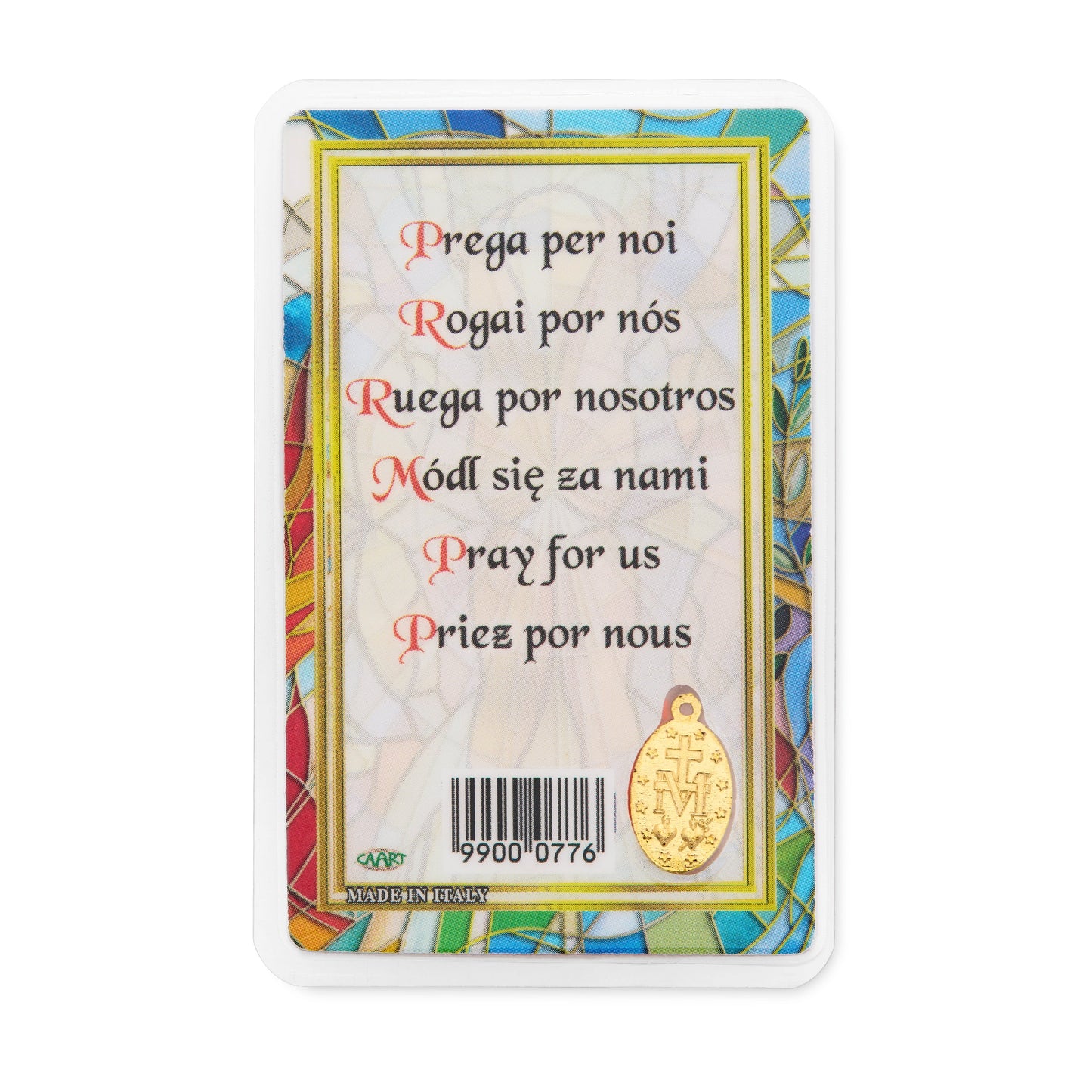 MONDO CATTOLICO ROMA Mater Ecclesiae Plastified Prayer Card and Miraculous Virgin Medal