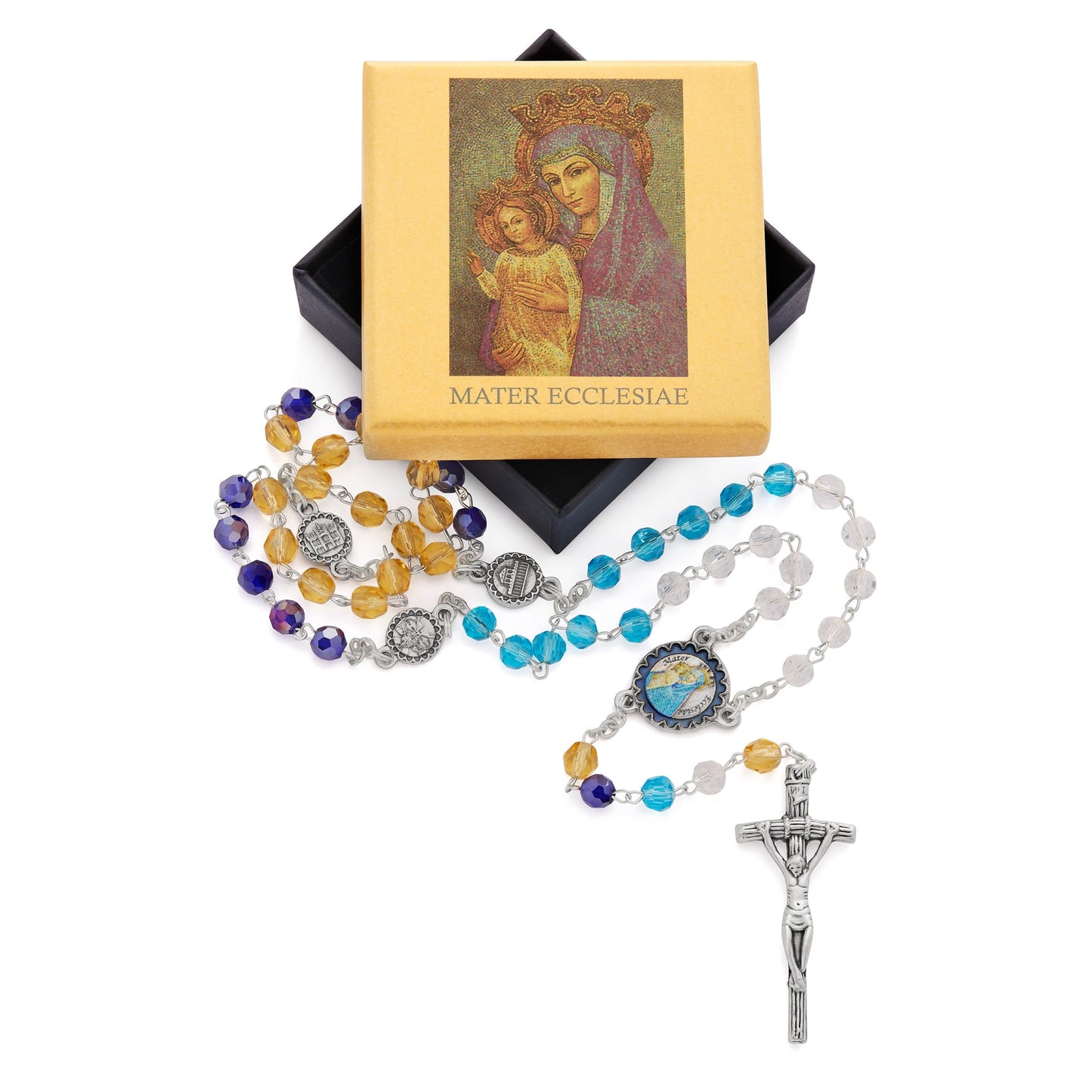 MONDO CATTOLICO Prayer Beads 48 cm (18.89 in) / 6 mm (0.23 in) Mater Ecclesiae Shades Of Crystal Rosary