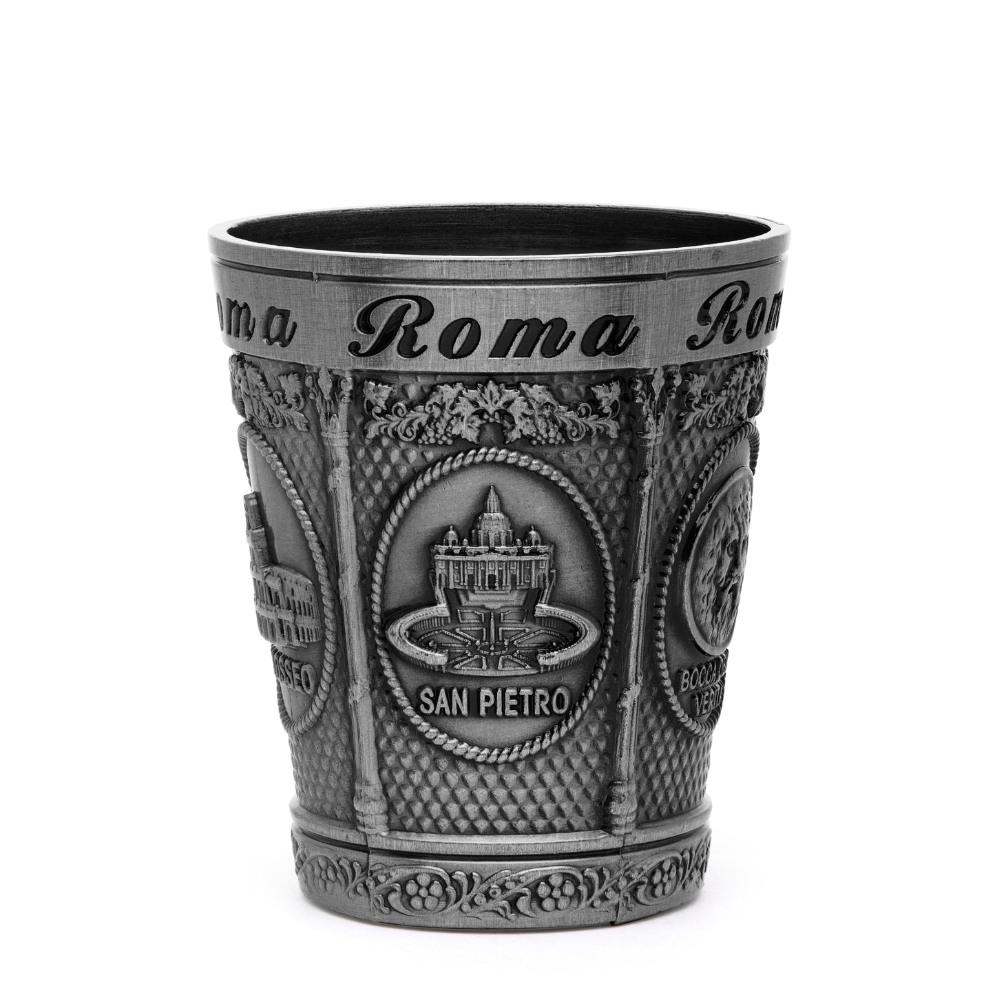 Mondo Cattolico Shot Glass 5.50 cm (2.17 in) Metal Shot Glass featuring St. Peter's Basilica and Colosseum