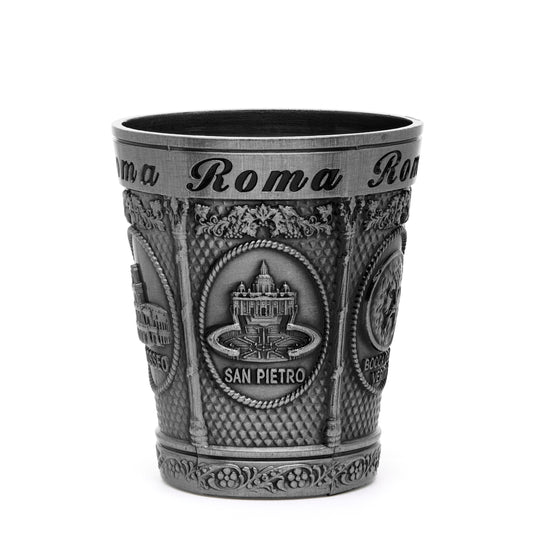 Mondo Cattolico Shot Glass 5.50 cm (2.17 in) Metal Shot Glass featuring St. Peter's Basilica and Colosseum