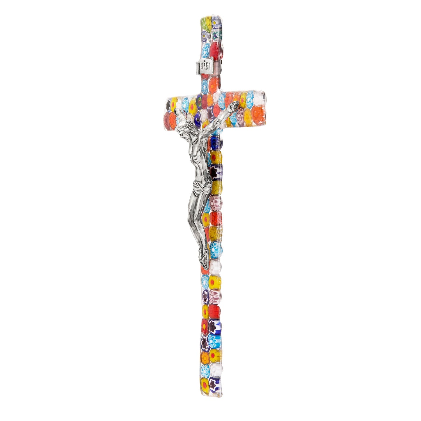 MONDO CATTOLICO ROMA Cross 21 cm (8.27 in) Millefiori Murano Glass Crucifix