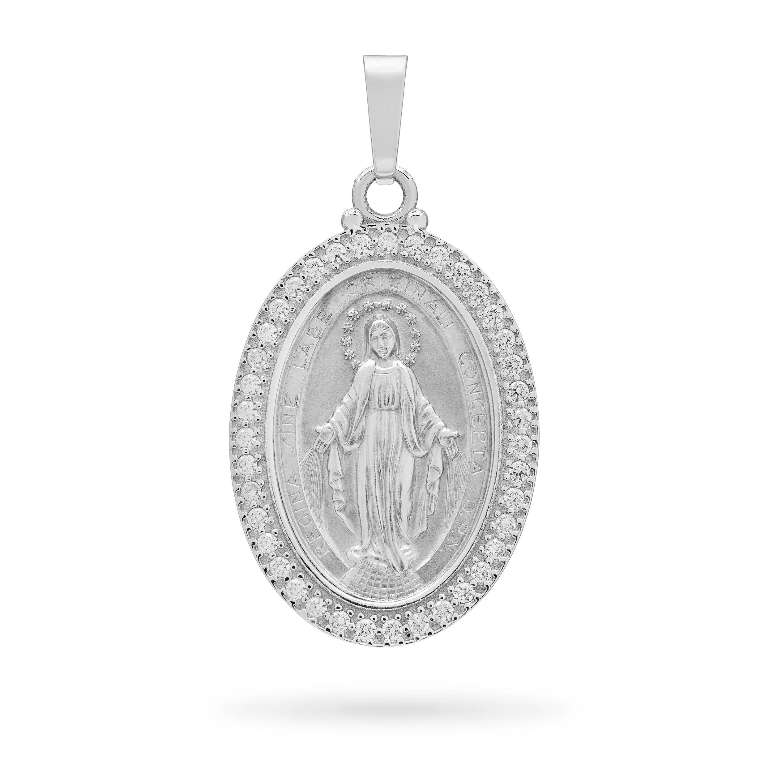 White gold miraculous on sale medal with chain