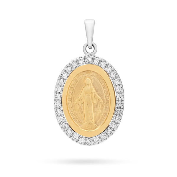 Miraculous Medal Yellow and White Gold | MONDO CATTOLICO