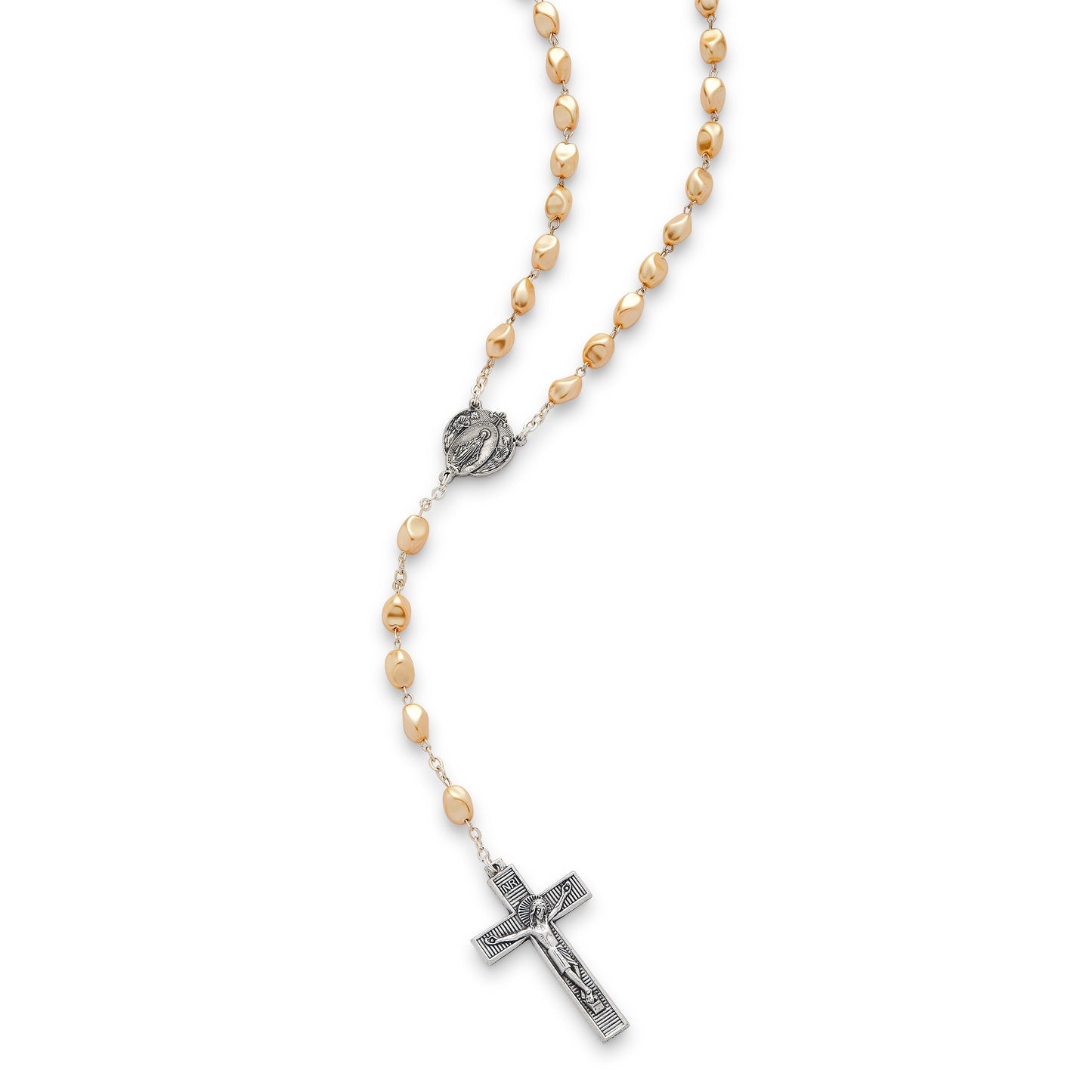 MONDO CATTOLICO ROMA Prayer Beads Miraculous Virgin Rosary in Pearl