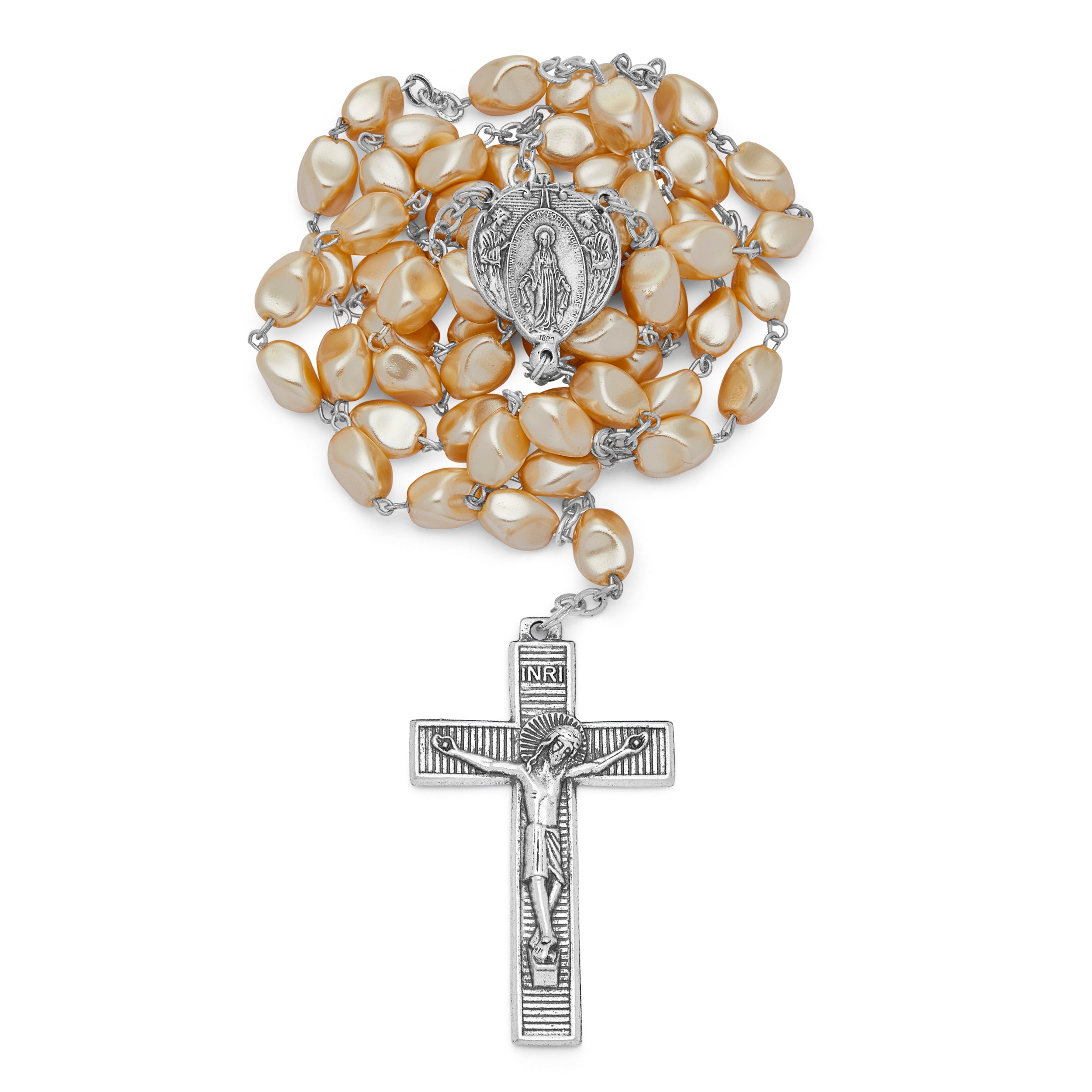 Vatican Style White Black Freshwater Pearl Deluxe online Pardon Crucifix Cameo Rosary