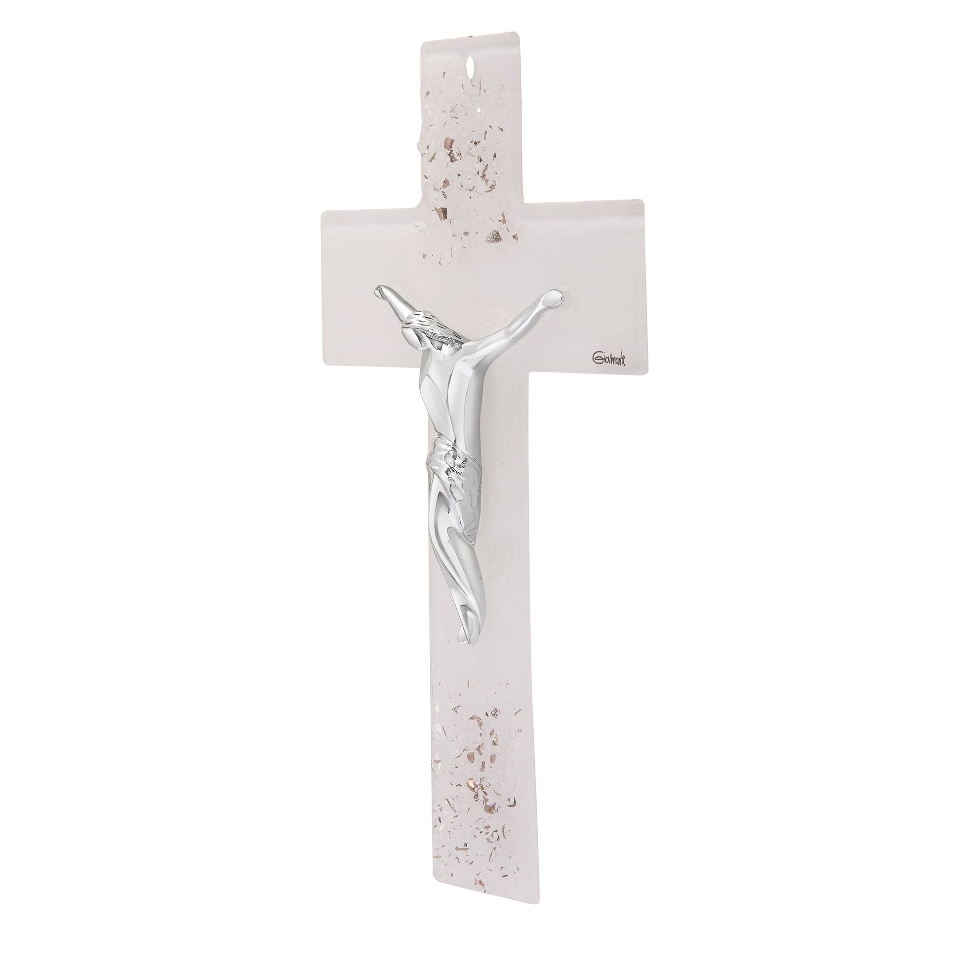 MONDO CATTOLICO ROMA Crucifix 21 cm (8.27 in) Murano Glass Crucifix with 3D Details Modern Style