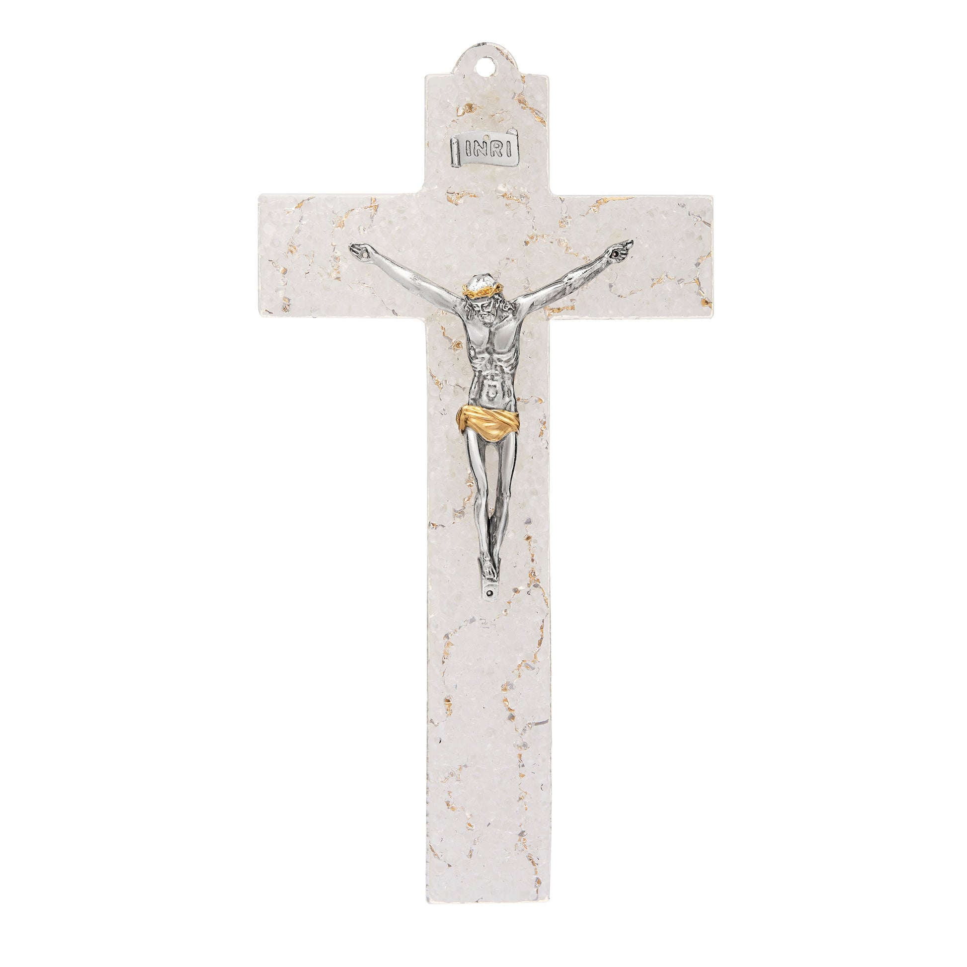 MONDO CATTOLICO ROMA Crucifix 21 cm (8.27 in) Murano Glass Crucifix with Golden Details