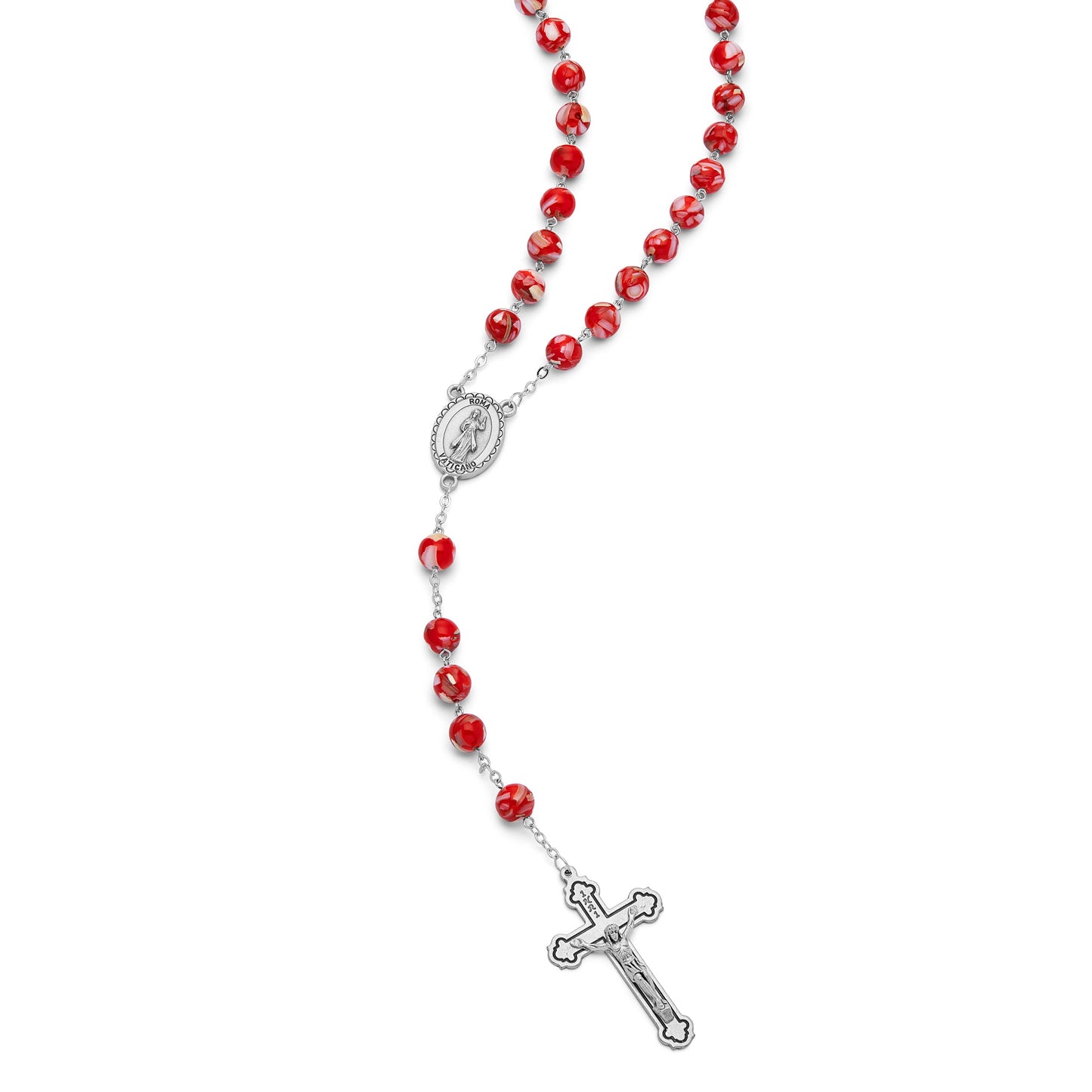 MONDO CATTOLICO ROMA Prayer Beads Natural Shell Rosary Beads with Pope Francis