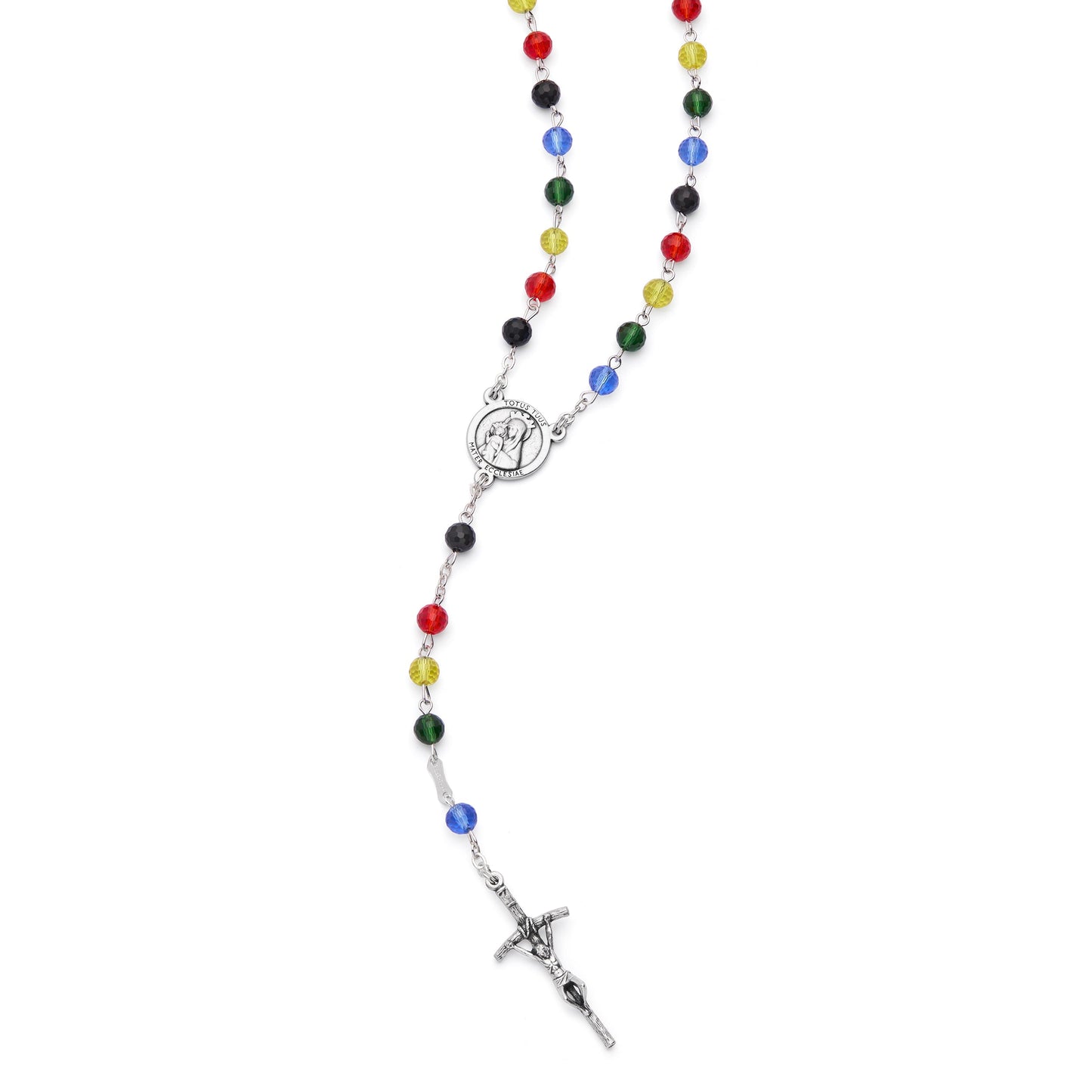 MONDO CATTOLICO ROMA Rosary 50 cm (19.69 in) / 68 cm (26.77 in) / 6 mm (0.24 in) Nickel Silver Jubilee 2025 Rosary with Crystal Beads