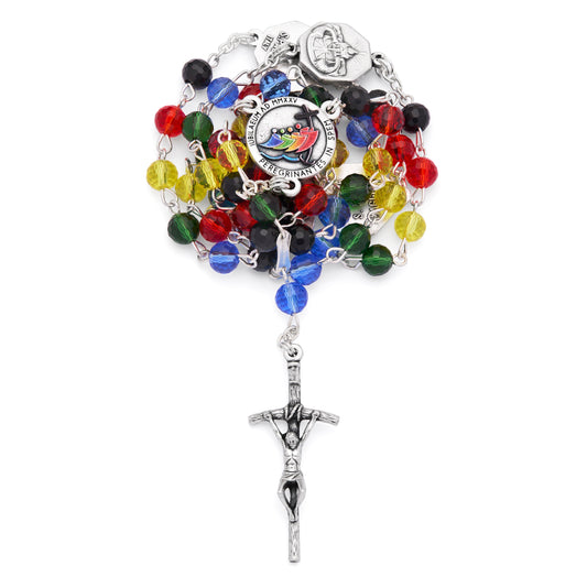 MONDO CATTOLICO ROMA Rosary 50 cm (19.69 in) / 68 cm (26.77 in) / 6 mm (0.24 in) Nickel Silver Jubilee 2025 Rosary with Crystal Beads