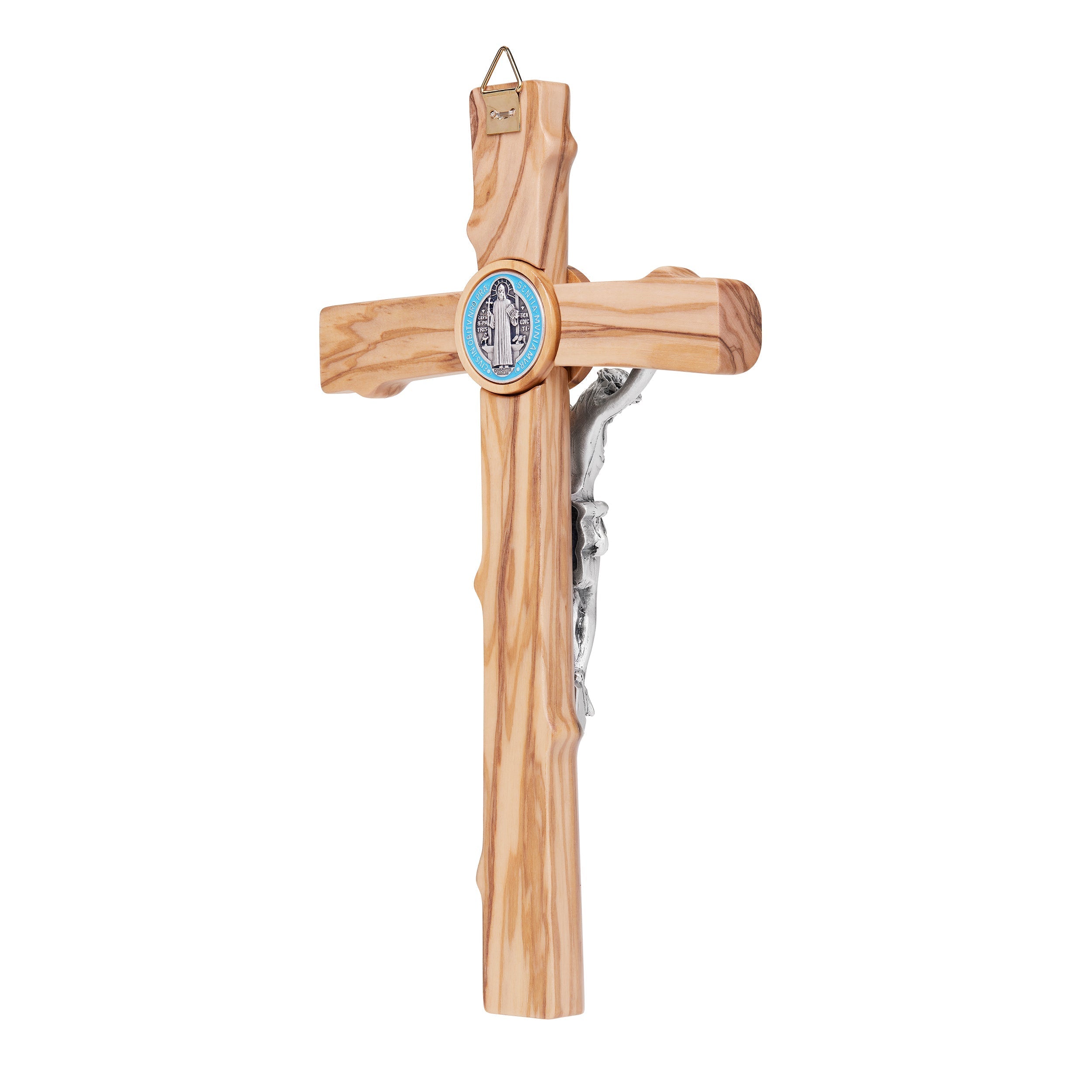 Crucifix of St. Benedict of Norcia, cm 19 x 10 (7.48 x on sale 3.93 inches) in olive wood of Italian artisan production