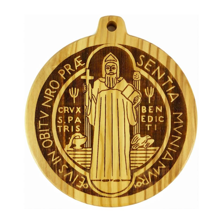 Olive Wood St. Benedict Medal, 2 1/2