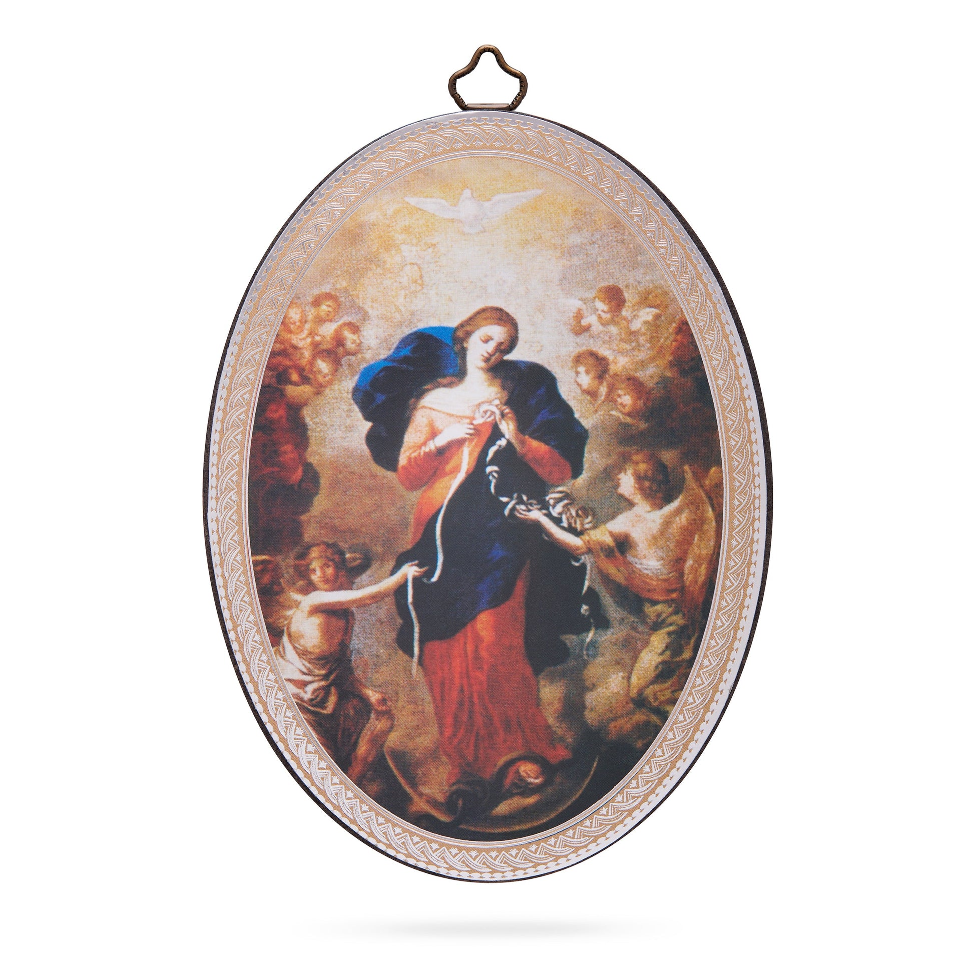 MONDO CATTOLICO ROMA 10x15 cm (3.94x5.91 in) Oval Wooden Icon of Mary Untier of Knots