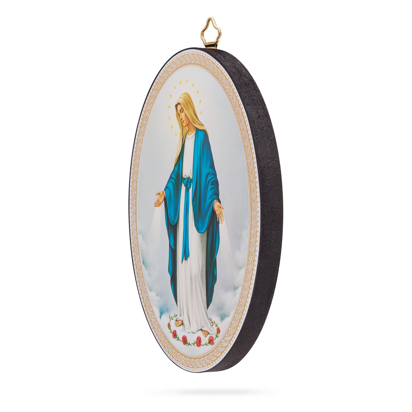 MONDO CATTOLICO ROMA 10x15 cm (3.94x5.91 in) Oval Wooden Icon of Our Lady of the Miraculous Medal