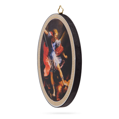 MONDO CATTOLICO ROMA 10x15 cm (3.94x5.91 in) Oval Wooden Icon of St. Michael the Archangel