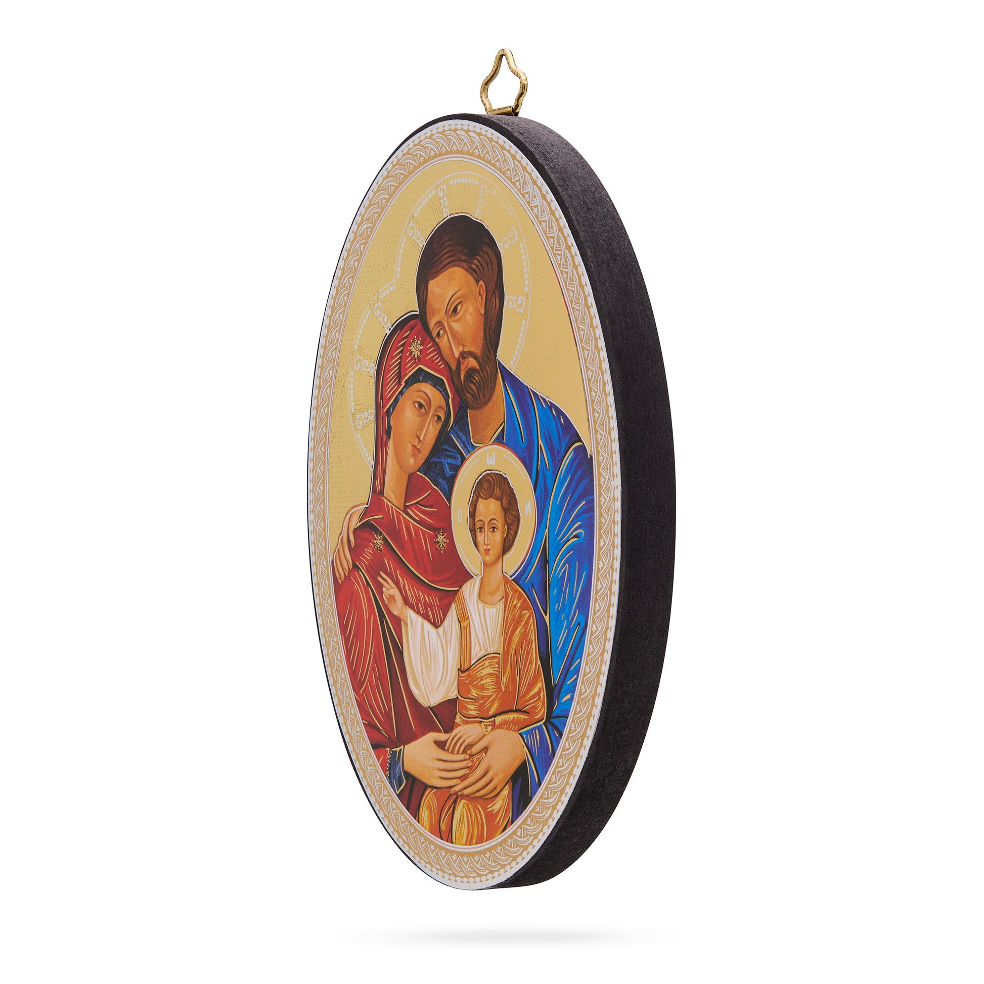 MONDO CATTOLICO ROMA 10x15 cm (3.94x5.91 in) Oval Wooden Icon of the Holy Family