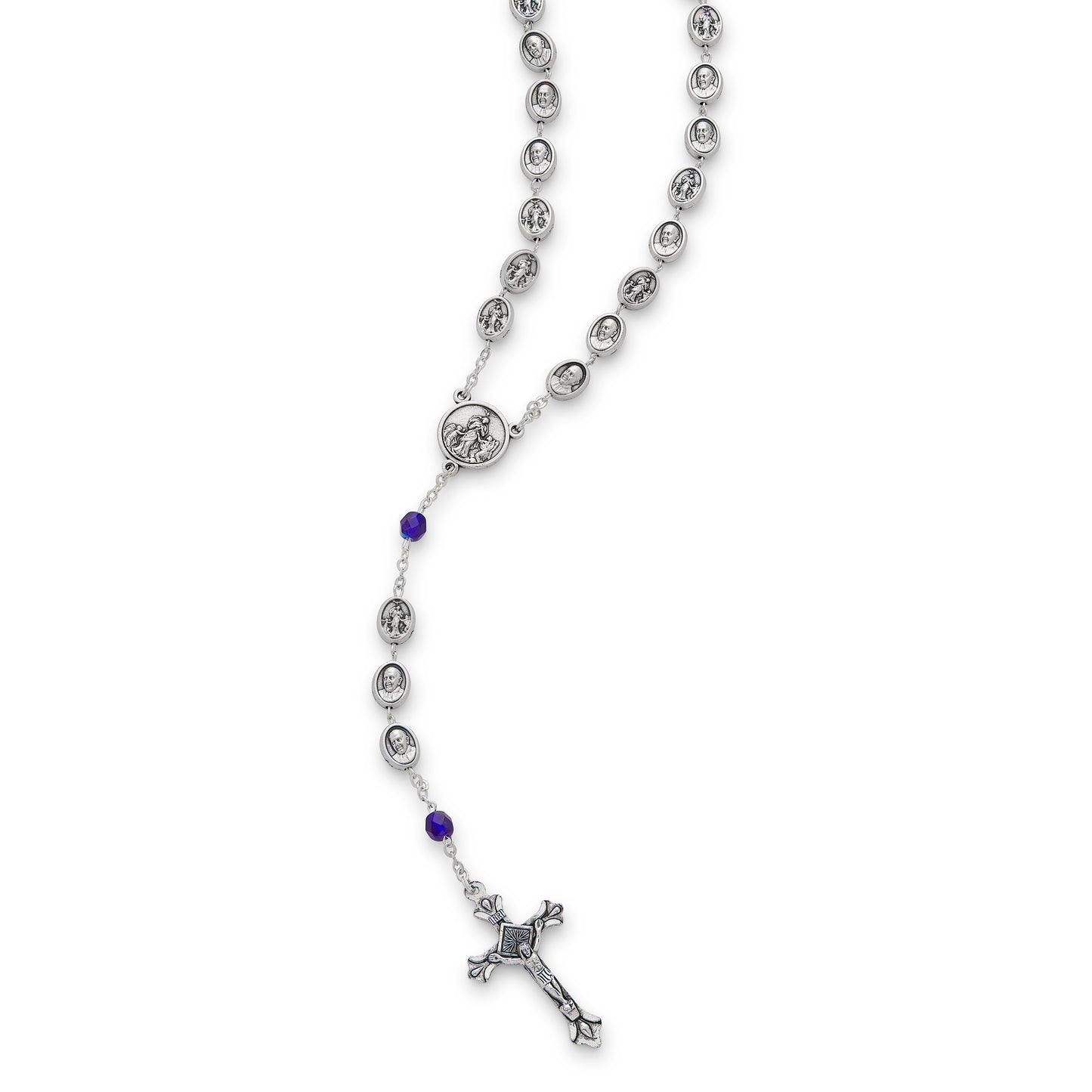 MONDO CATTOLICO ROMA Prayer Beads Pewter Rosary with Pope Francis