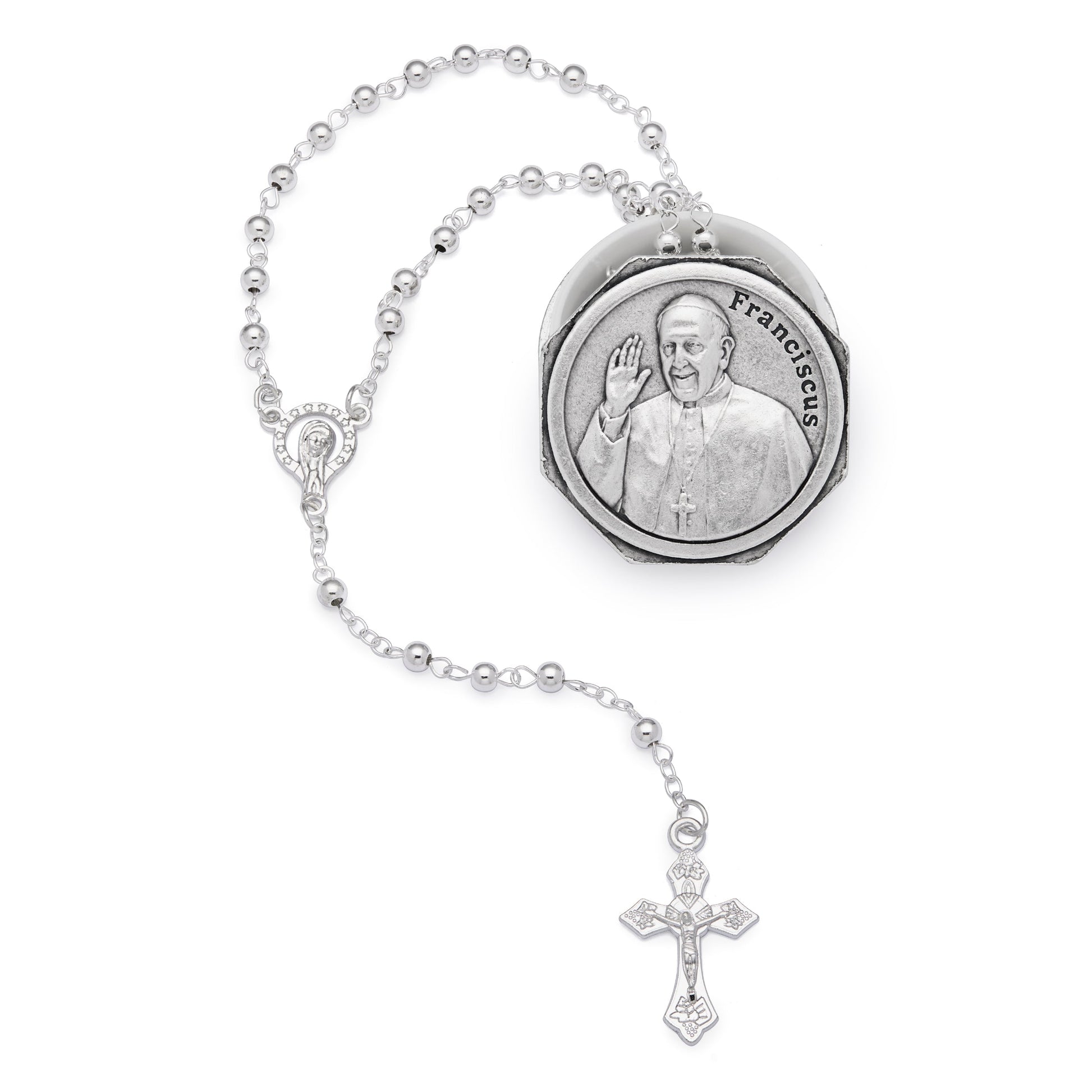 MONDO CATTOLICO ROMA Rosary Box 4 cm (1.57 in) / 4 mm (0.16 in) / 40 cm (15.75 in) Pope Francis Octagonal Rosary Case with Rosary