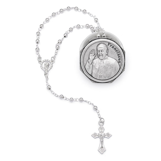 MONDO CATTOLICO ROMA Rosary Box 4 cm (1.57 in) / 4 mm (0.16 in) / 40 cm (15.75 in) Pope Francis Octagonal Rosary Case with Rosary