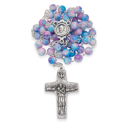 MONDO CATTOLICO ROMA Prayer Beads Pope Francis Variegated Glass Rosary Beads