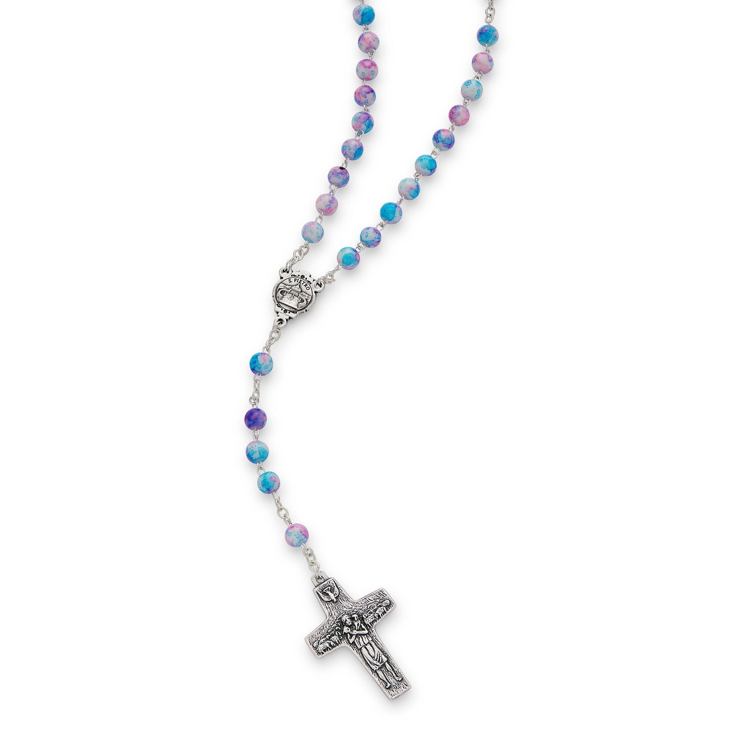 MONDO CATTOLICO ROMA Prayer Beads Pope Francis Variegated Glass Rosary Beads