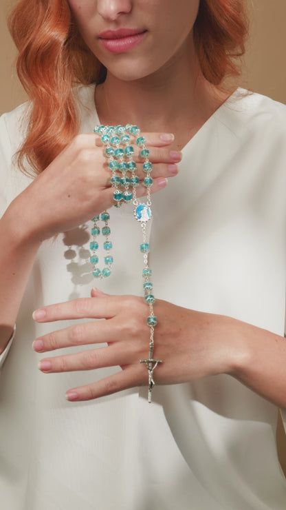 Aquamarine Bohemian Crystal Rosary