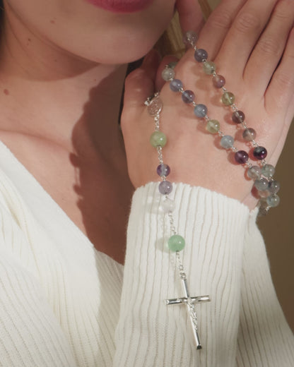 Sterling Silver Rosary with Fluorite Beads