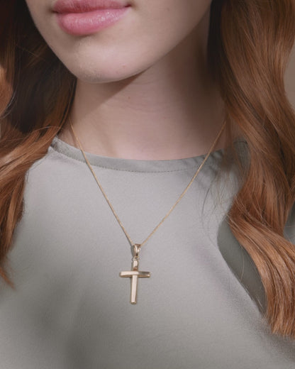 Yellow Gold Straight Cross Pendant