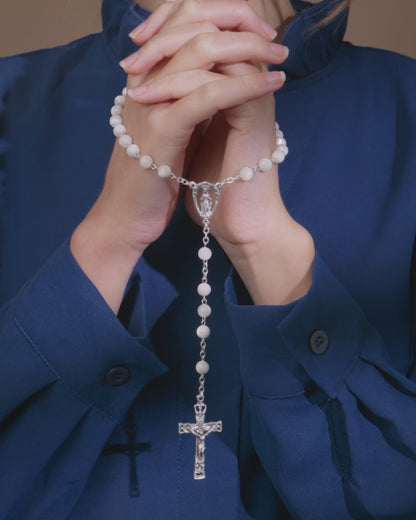 Rosary Beads with Jesus of Sacred Heart Center Medal and Holy Spirit Crucifix