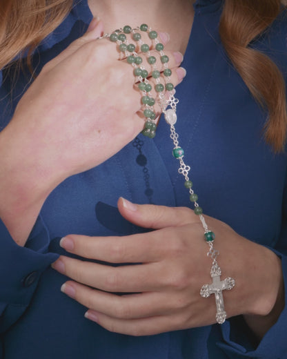 Sterling Silver Aventurine Rosary