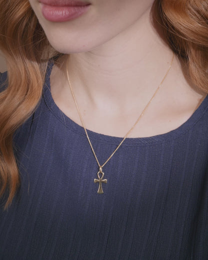 Colgante De Oro Amarillo Con El Símbolo Ankh