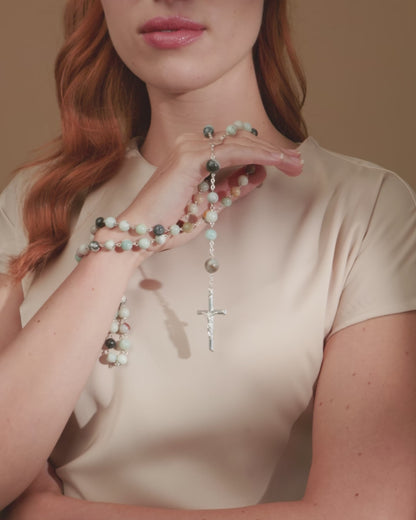 Sterling Silver Rosary with Amazonite Beads