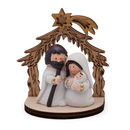 MONDO CATTOLICO ROMA Nativity 8 cm (3.15 in) Resin Nativity Scene with Wooden Hut