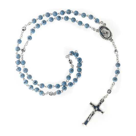 MONDO CATTOLICO Prayer Beads Resin turquoise rosary with rhinestones