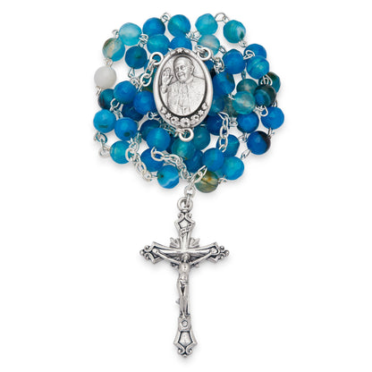 MONDO CATTOLICO Prayer Beads Rosary in Blue Agate