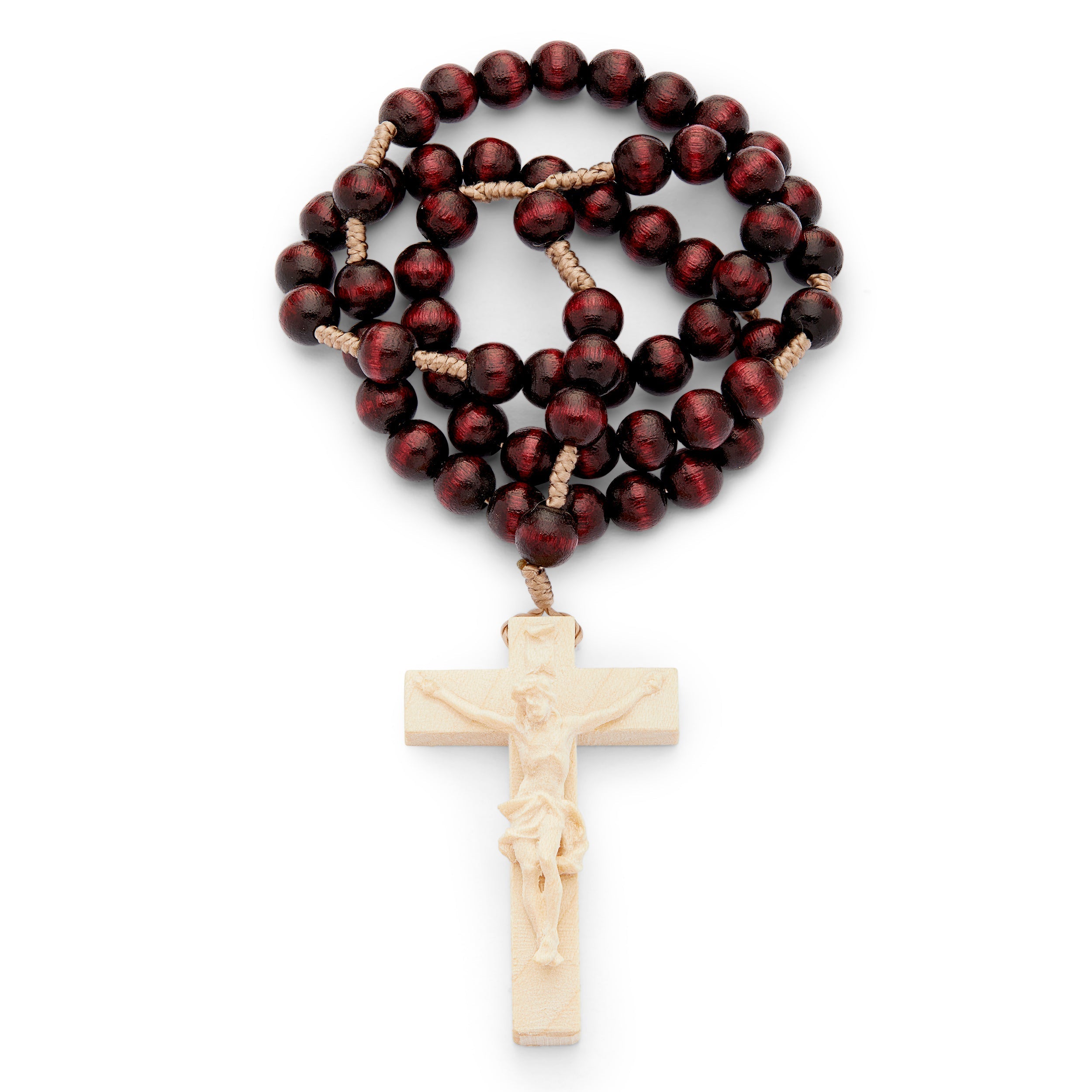 Rosary in Rope with Wooden Beads | MONDO CATTOLICO