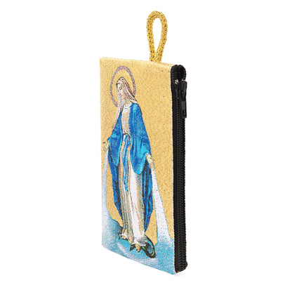 Mondo Cattolico Rosary Box 7 x 10 cm (2.76 x 3.94 in) Rosary Pouch with Jubilee 2025 Logo and Our Lady of the Miraculous Medal